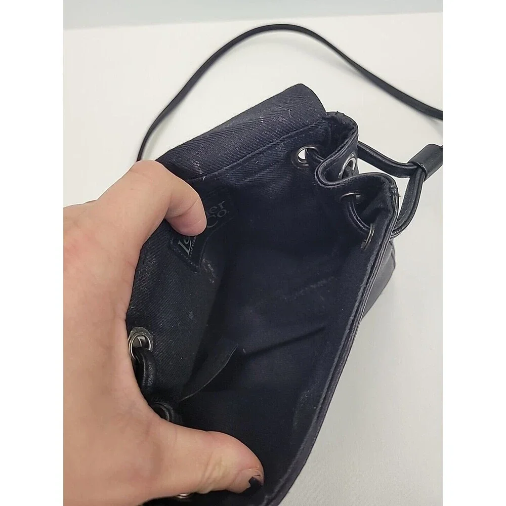 Liz Claiborne Vintage Black‎ Genuine Leather Mini Crossbody Bag Purse